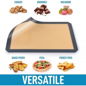 2 Pcs Silicone Fiber Baking Mat with Buckle,Corner Clip for Leak Proof Baking Pan or Unclip for Flat Baking Sheet Liner, Oven Liner (30X21cm,42x29.5cm) BPA-Free and Non-Stick