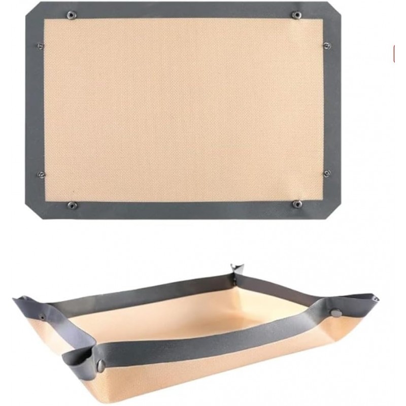 2 Pcs Silicone Fiber Baking Mat with Buckle,Corner Clip for Leak Proof Baking Pan or Unclip for Flat Baking Sheet Liner, Oven Liner (30X21cm,42x29.5cm) BPA-Free and Non-Stick