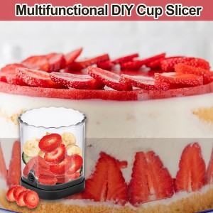 Hendiy Strawberry Slicer with Stainless Blades | Egg & Fruit Slicer Cup for Banana, Cucumber, Mushroom | ABS Detachable Kitchen Gadget - Precision Berry Cutter Tool (Black, 1-Pack)
