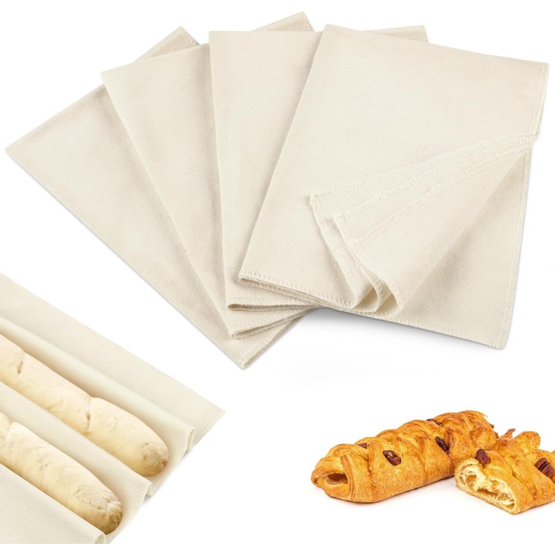 4PCS Tea Towels for Baking Sourdough, 14x18.8 Inch Reusable Thick Bread Towels for Proofing, Bread Cloth for Baguettes, Pastry, Loaves