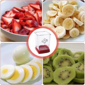 Wanheart Fruit Slicer Cup 2 Pack Stainless Steel Cutter for Strawberry Banana Grape Boiled Egg Compact Kitchen Gadget for Quick Food Prep