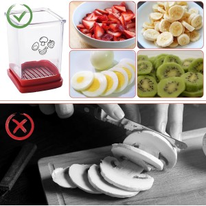 Wanheart Fruit Slicer Cup 2 Pack Stainless Steel Cutter for Strawberry Banana Grape Boiled Egg Compact Kitchen Gadget for Quick Food Prep