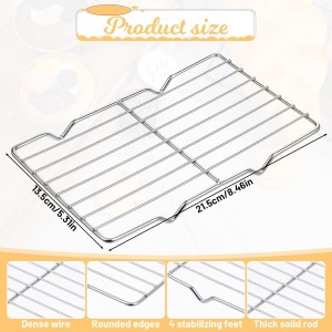 Roasting Rack Stainless Steel Wire Rack for Baking Sheet 5.3 x 8.46 Inch Heavy Duty Wire Grate Oven Grill Rack Oven Rack Cooling Rack Baking Rack with 4 Legs Rectangle Wire Cooking Racks for Meat