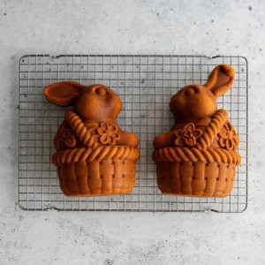 Nordic Ware Bunny in Basket 3D Cake Pan, 10 Cup, Toffee