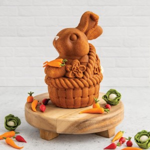Nordic Ware Bunny in Basket 3D Cake Pan, 10 Cup, Toffee