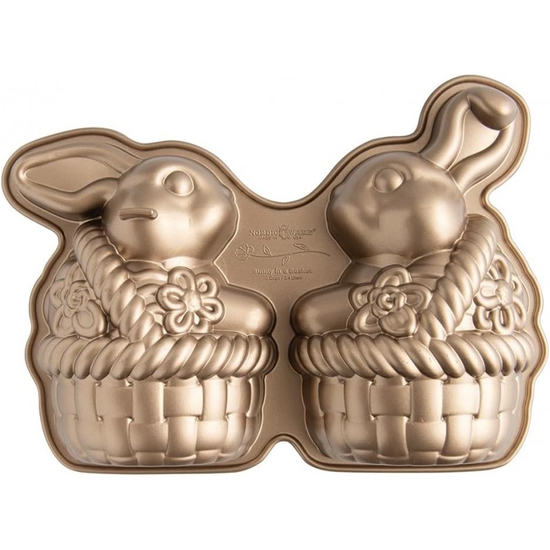 Nordic Ware Bunny in Basket 3D Cake Pan, 10 Cup, Toffee