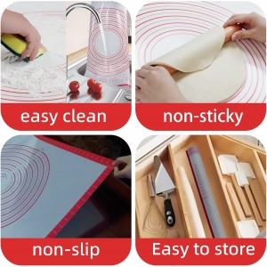 Silicone Pastry Mat Dough Baking Bread Sourdough Fondant Pie Dough Pizza,Silicone Baking Mat Cookie Sheet for Kitchen Counter with Measurements 28x20