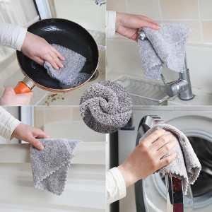 20 Pack Kitchen Dish Cloths Super Absorbent Coral Fleece Dish Cloths, Reusable Washable Fast Drying Rags, Nonstick Oil Microfiber Lint-Free Kitchen Cleaning Towels for Furniture Car Tea Bowl 10 x 10