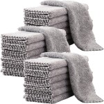 20 Pack Kitchen Dish Cloths Super Absorbent Coral Fleece Dish Cloths, Reusable Washable Fast Drying Rags, Nonstick Oil Microfiber Lint-Free Kitchen Cleaning Towels for Furniture Car Tea Bowl 10 x 10