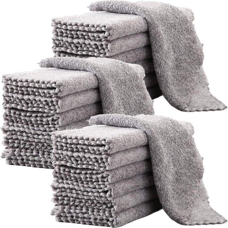 20 Pack Kitchen Dish Cloths Super Absorbent Coral Fleece Dish Cloths, Reusable Washable Fast Drying Rags, Nonstick Oil Microfiber Lint-Free Kitchen Cleaning Towels for Furniture Car Tea Bowl 10 x 10