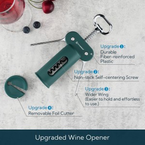 KITCHENDAO 3 in 1 Wing Corkscrew Wine Bottle Opener and Wine Saver Pump with Sound Indicator