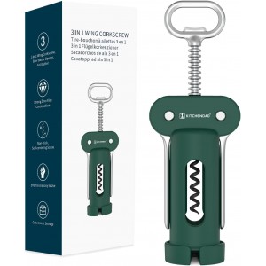 KITCHENDAO 3 in 1 Wing Corkscrew Wine Bottle Opener and 2-in-1 Wine Aerator Pourer and Stopper