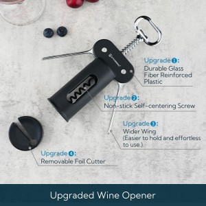 KITCHENDAO 3 in 1 Wing Corkscrew Wine Bottle Opener and Wine Saver Pump with Sound Indicator