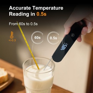 Charmline 0.5 Sec Instant Read Meat Thermometer Digital, 180° Auto-Rotating Display LED, Food Thermometer for Cooking, Baking and Grilling, Dual Battery Design for Longer-Lasting Performance