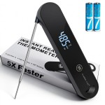 Charmline 0.5 Sec Instant Read Meat Thermometer Digital, 180° Auto-Rotating Display LED, Food Thermometer for Cooking, Baking and Grilling, Dual Battery Design for Longer-Lasting Performance
