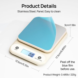 Digital Food Scale for Kitchen 11lb/0.1oz, 5kg/0.1g, Kitchen Scale for Cooking Baking, Built-in 300mAh Li-Battery, Rechargeable Type-C Charging White (1)