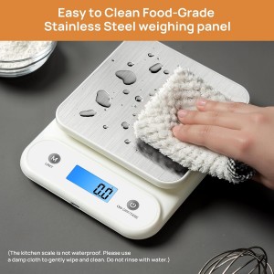 Digital Food Scale for Kitchen 11lb/0.1oz, 5kg/0.1g, Kitchen Scale for Cooking Baking, Built-in 300mAh Li-Battery, Rechargeable Type-C Charging White (1)