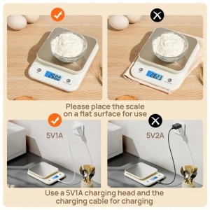 Digital Food Scale for Kitchen 11lb/0.1oz, 5kg/0.1g, Kitchen Scale for Cooking Baking, Built-in 300mAh Li-Battery, Rechargeable Type-C Charging White (1)