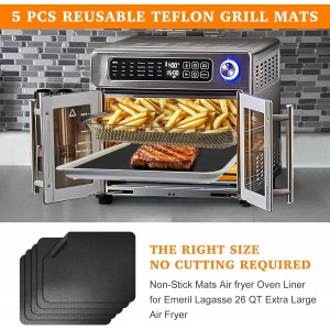 5 PCS Teflon Mats Oven Liner for Emeril Lagasse 26 QT French Door 360 Air Fryer, Reusable Air Fryer Liners for Emeril Lagasse Accessories