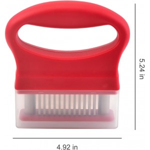 Meat Tenderizer Tool,Kitchen Cooking Tool Best For Tenderizing,48 Stainless Steel Ultra Sharp Needle Blades,Pork, Veal, BBQ,Chicken,Beef(Red)