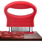 Meat Tenderizer Tool,Kitchen Cooking Tool Best For Tenderizing,48 Stainless Steel Ultra Sharp Needle Blades,Pork, Veal, BBQ,Chicken,Beef(Red)