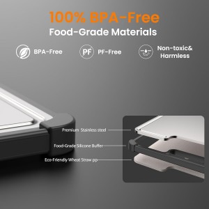 Premium 316 Stainless Steel Cutting Board for Kitchen Extra Large 16.9" x 11.8" Best Non-Toxic Chopping Board for Meat Food-Grade Metal & Eco-Friendly Wheat Straw Dual-Sided Healthy Kitchen Essential