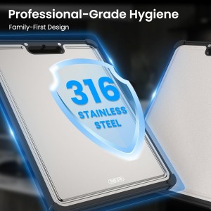 Premium 316 Stainless Steel Cutting Board for Kitchen Extra Large 16.9" x 11.8" Best Non-Toxic Chopping Board for Meat Food-Grade Metal & Eco-Friendly Wheat Straw Dual-Sided Healthy Kitchen Essential