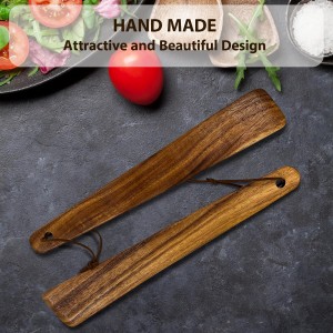 Teak Wood Spatula for Cooking,12.2 Inch Flat Wooden Spatula for Cast Iron,Wood Cooking Utensil,Spatulas Perfect for Flipping,Serving,Scraping,Turning. Set Of 2