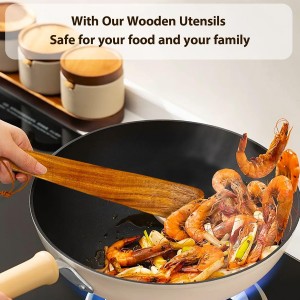 Teak Wood Spatula for Cooking,12.2 Inch Flat Wooden Spatula for Cast Iron,Wood Cooking Utensil,Spatulas Perfect for Flipping,Serving,Scraping,Turning. Set Of 2