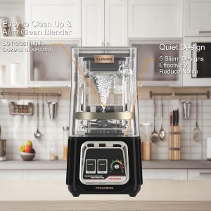 CRANDDI Commercial Blender, 2200W Countertop Blenders with Removable Shield, Quiet Smoothie Blender for Shakes and Ice Crushing, 52oz, 38000 RPM Professional Blenders for Kitchen, K80 (Black)