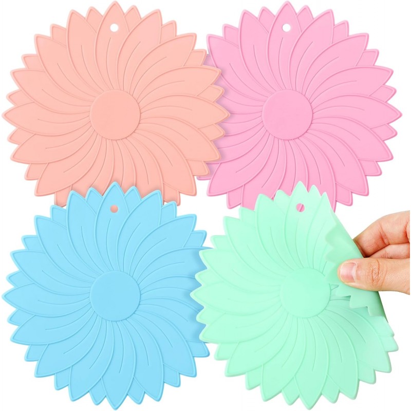 Maxdot 4 Pcs Large Rubber Jar Opener Pad Jar Opener 6.10 Inch Multi Function Non Slip Jar Opener Resistant Coasters for Weak Arthritis Hands Seniors Easy Opening (Macaron Colors)