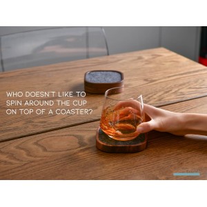 Wood Coaster for Drinks, Set of 6, Squircles Absorbent and Insulation Felt Stackable Cup Holders, Coasters for Wooden Table, Designed by S1EGAN