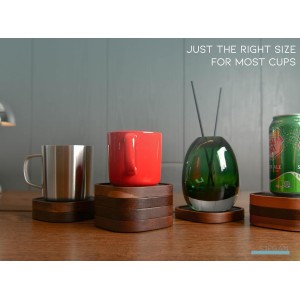 Wood Coaster for Drinks, Set of 6, Squircles Absorbent and Insulation Felt Stackable Cup Holders, Coasters for Wooden Table, Designed by S1EGAN