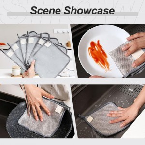 2025 New Multipurpose Wire Dishwashing Rags for Wet and Dry, Metal Scrubbing Pads Sponge Cloths Towels Clean, Non-Scratch Wire Dishcloth for Home Kitchen Dishes, Sinks (5 Pcs)