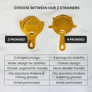 A Bar Above Cocktail Strainer, 4-Prong Bar Strainer with High Density Spring for Smooth Pouring, Fits Boston Shaker Tins and Mixing Glasses, Bar Essentials for Home Bartenders and Pros, Silver Finish