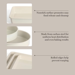 Martha Stewart Gallen 10 Piece Baking Pans Ceramic PFA Free Non Toxic Non Stick Bakeware Set - Linen White