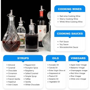 3-in-1 Liquor Bottle Pourers with Speed Spouts, Olive Oil Spout with Built-in Caps - Dishwasher Safe, Alcohol Speed Spouts - 2PCs with 2 Adapters