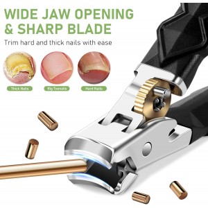 Toenail Clippers for Thick Toenails, Wide Jaw Opening Nail Clippers for Men, Heavy Duty Ingrown Toenail Clippers Nail Cutters, Ultra Sharp Slanted Nail Clippers with Long Handle