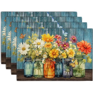 Rustic Daisy Placemats Set of 4 Vintage ...