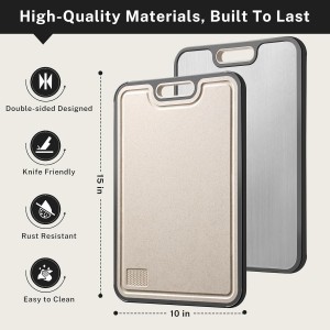 Titanium Cutting Board, Double Sided Cutting Boards for kitchen, Pure Titanium and Wheat Straw PP, Food-Grade, non Toxic - Easy to Clean