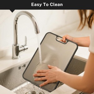 Titanium Cutting Board, Double Sided Cutting Boards for kitchen, Pure Titanium and Wheat Straw PP, Food-Grade, non Toxic - Easy to Clean