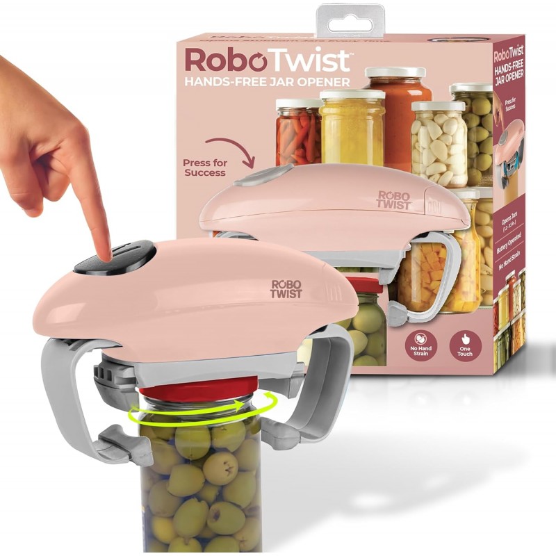 Robotwist Electric Jar Opener Top Rated for Seniors, Deluxe Model with Improved Torque, 1 Touch Automatic Easy Jar Opener for Weak Hand and Arthritis – Works on All Jar Sizes