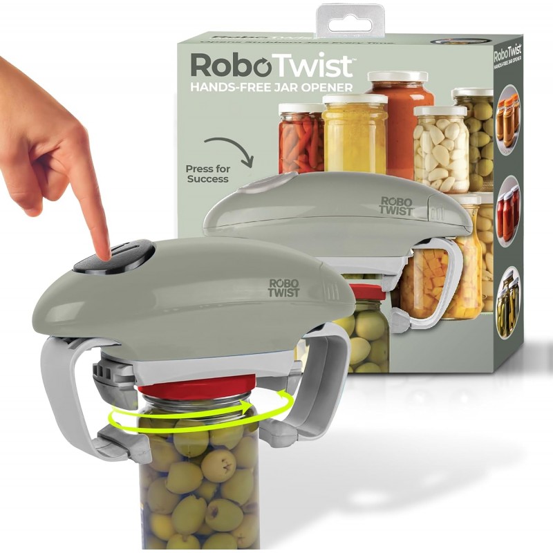 Robotwist Higher Torque Electric Jar Opener for Weak Hands, Automatic Lid Opener for Seniors with Arthritis, One Touch Battery Operated, Hands-Free, Fits 1.2-3.5
