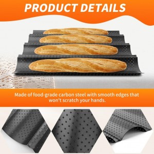 Baguet-te Bread Pan, Baguet-te Baking Kit - Food-Grade Carbon Steel Pan, Cotton Canvas Mat, Stainless Steel Scraper & 6CR13 Blades - Ideal Gift for Every Occasion(COLOR:black white)