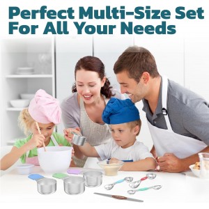 Magnetic Measuring Cups and Spoons Set of 17 - Stackable Stainless Steel Magnetic Measuring Spoons Set with Leveler - Dual Marking Scale Measuring Cup for Dry and Liquid Ingredients, Baking & Cooking