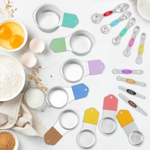 Magnetic Measuring Cups and Spoons Set of 17 - Stackable Stainless Steel Magnetic Measuring Spoons Set with Leveler - Dual Marking Scale Measuring Cup for Dry and Liquid Ingredients, Baking & Cooking