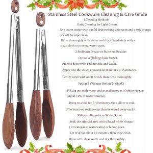 2-pcsTongs for Cooking with Wooden Tips - Nonstick Cooking Tongs & Salad Tongs for Blooming Food，Cooking, BBQ and Tossing Salad - Made of Natural Walnut Wood，Long Style15inch Short Style 11.4inch