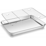 Homikit Baking Sheet with Rack, 9x13 Stainless Steel Quarter Sheet Pan with Wire Cooling Rack Set for Toaster Oven Roasting, Metal Bacon Cookie Trays Nonstick & Rust Free, Dishwasher Safe