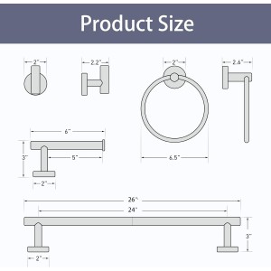 Matte Black Towel Bar Set, 24 Inch Bathroom Hardware Set, Wall Mounted Bathroom Towel Holder Set, Modern Bathroom Accessories, Durable SUS304 Stainless Steel, 4-Piece