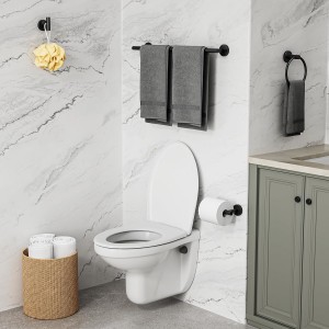 Matte Black Towel Bar Set, 24 Inch Bathroom Hardware Set, Wall Mounted Bathroom Towel Holder Set, Modern Bathroom Accessories, Durable SUS304 Stainless Steel, 4-Piece